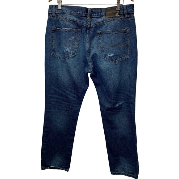 CJ Black Buckle Slim Jeans Mens 38/32 Destroyed Distressed High Rise Medium Wash - Picture 2 of 12